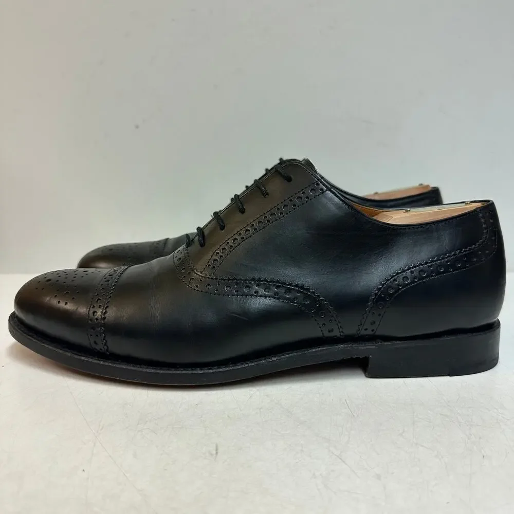 VGUC Grant Stone x J. Crew Ludlow Wingtip Oxford Black Calf Bench Made 11.5 D